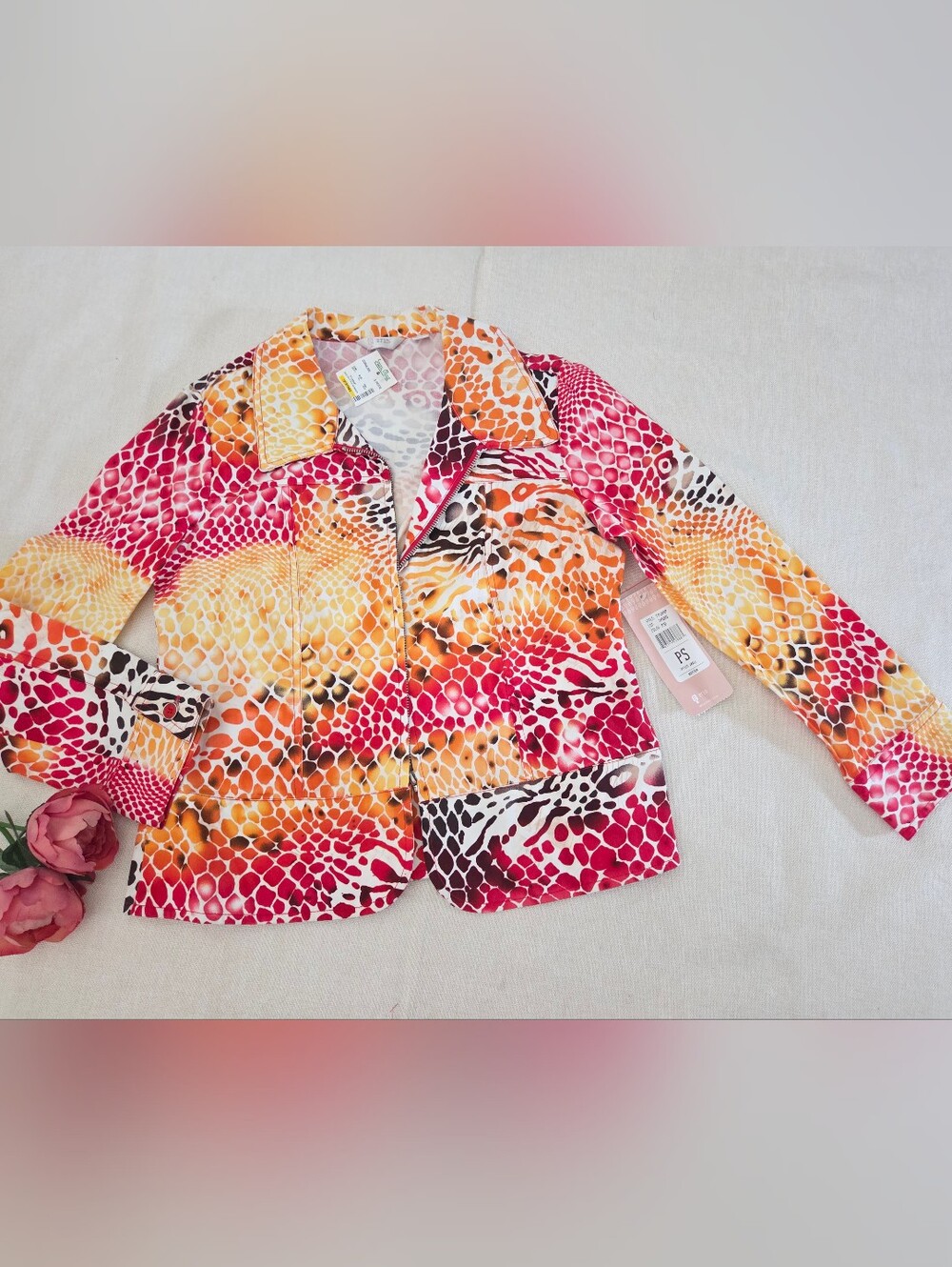 Erin London Women Jacket Wild print, Multicolor Patterned Lightweight Jacket